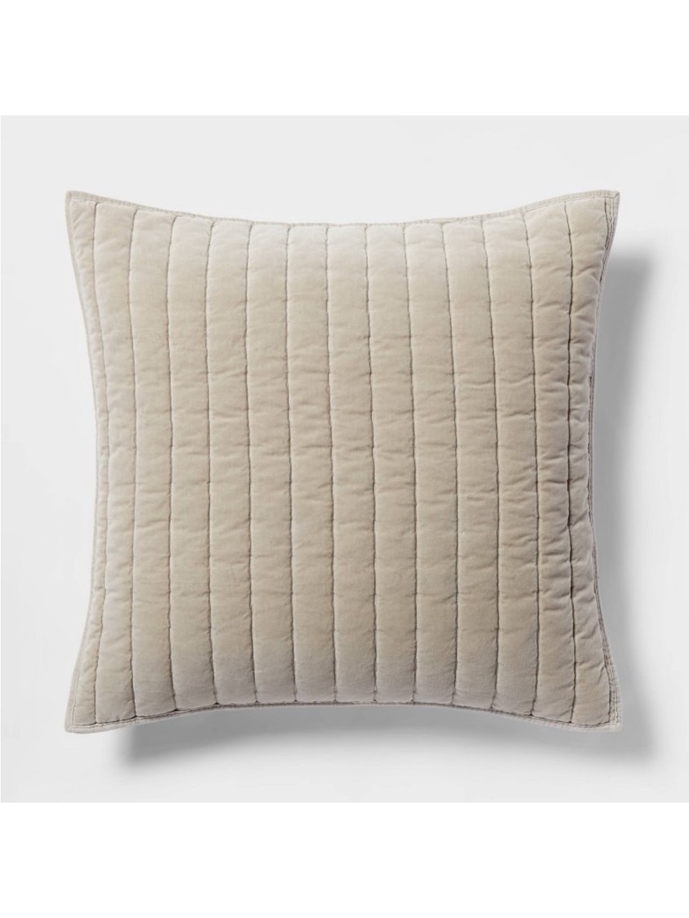 Euro Channel Stitch Velvet Quilt Sham in Natural